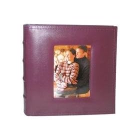 Kleer-Vu Execnu Leatherette Bookbound Album with Cover Window, Holds 200 4x6 2-Up Photos, Color: Burgaundy.