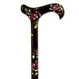 Wood Cane - Black Copper Leaves Pattern. This High Fashion cane is constructed of solid wood, and it is carefully hand painted. This wooden Cane is designed for that distinguished and fashionable lady, this designer cane has a weight capacity of 250 pounds, height approx 36 - 37.