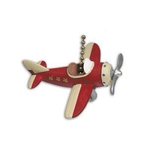 RED PLANE propeller AIRPLANE ceiling FAN PULL chain