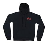 DW Drum Workshop Zip Hoodie, Black with Red & Gold Distressed D-Wing Logo, L