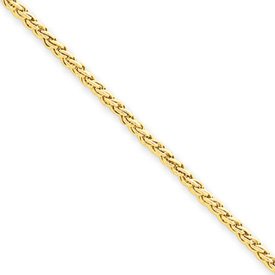 14k 2mm Double Wheat Chain Necklace - 18 Inch