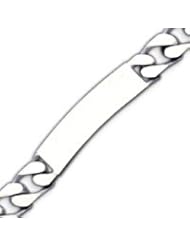 Sterling Silver 7.5 Inch Engraveable Antiqued Curb Link ID Bracelet - 7.5 Inch