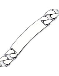 Sterling Silver 8.5 Inch Engraveable Antiqued Curb Link ID Bracelet - 8.5 Inch