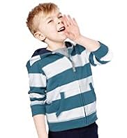 Pure Cotton Hooded Striped Sweat Top with Stay New™