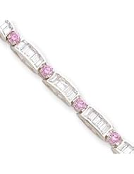 Sterling Silver Pink and Clear CZ Bracelet
