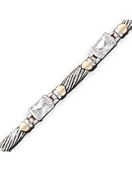 Sterling Silver And Vermeil Antiqued CZ Bracelet - 7 Inch