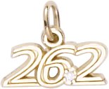 Marathon 26.2 with Diamond, 14K Yellow Gold Charm by Rembrandt Charms