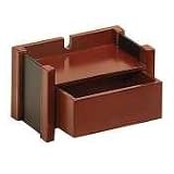 ~:~ ROLODEX ~:~ Wood & Black Faux Leather Wireless Hutch, 7-3/16w x 4-7/8d x 4-3/8h, Mahogany