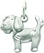 14K White Gold Satin & Diamond-Cut Puppy Dog Charm New