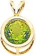 14K Yellow Gold Peridot August Bezel Pendant Jewelry |B