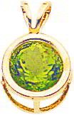 14K Yellow Gold Peridot August Bezel Pendant Jewelry |B