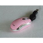 BCL MINI OPTICAL MOUSE RETRACTABLE CABLE USB/PS2 PINK