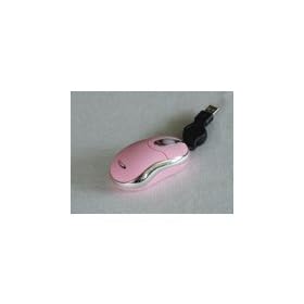 BCL MINI OPTICAL MOUSE RETRACTABLE CABLE USB/PS2 PINK