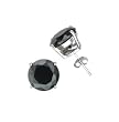Sterling Silver Stud Earrings with Black CZ- Round Prong - 9 mm