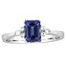 14k White Gold Emerald Cut Tanzanite and Diamond Ring 1.37 TCW