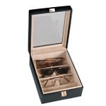 Royce Leather 4-Slot Leather Eyeglass Box 931-5