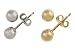 2 Pair White and Yellow Gold Ball Earrings