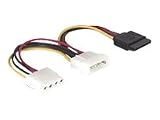 DeLock Kabel Power SATA HDD > 2x 4pin Stecker/Buchse Netzkabel intern 1 x 15pol / SATA auf 1 x 4 pol Stecker 1 x 4 pol Buchse 16.5 cm