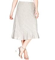 Plus A-Line Satin Striped Long Skirt