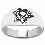 Pittsburgh Penguins Logo Men's Enamel Band Ring (Size 10)