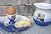 Kitchen & Housewares : EGG CUP, blue lighthouse, blue/white