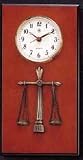 Executive Lawyer Gift Brass Wall Clock with Legal Scales of Justice on Burlwood