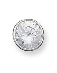 Sterling Silver 10mm CZ Round Bezel Stud Earrings QE3266"