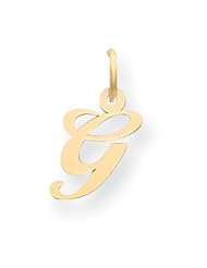 14k Gold Small Fancy Script Initial G Charm