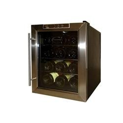 Vinotemp VT-12TEDS Thermo-Electric Digital 12-Bottle Wine Chiller, Black and Stainless