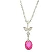 Pink Briolette Flowerpot Silver CZ Necklace