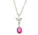 Pink Briolette Flowerpot Silver CZ Necklace