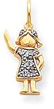 Girl Waving Charm, Yellow Gold/Rhodium