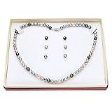 14K Multi Color Pearl Earrings and Necklace set