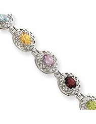 Sterling Silver Rainbow Semi Precious Stone Bracelet