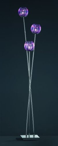 Trio-Leuchten 414010392 Stehleuchte in Chrom, Acrylst&auml;be purple, inklusive 3xG9 28W ECO Leuchtmittel, H&ouml;he 150 cm