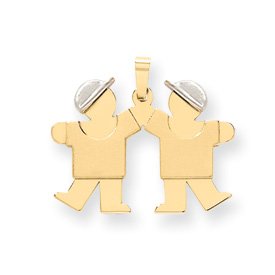 14k Two-Tone Small Double Boys Engraveable Charm - JewelryWeb