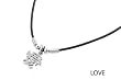 Sterling Silver Pendant Necklace with Chinese Character - "Love" - 2mm Rubber Cord - 15mm Pendant Height