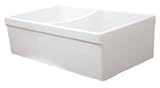 Whitehaus WHQDB532 Farmhaus Fireclay Double Basin Reversible Sink from the Collection, Biscuit