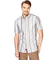 Blue Harbour Linen Blend Wide Striped Shirt