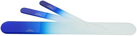 3 piece Czech Made Mani/Pedi Nail File Set - 3.5 in. , 5.5 in. &amp; 7.5 in. (Choice of Colors) (Cobalt Blue Matte) Includes 2 Bonus Storage Tubes