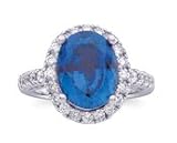 14kt Two Tone Gold Diamond and Chatham Created Sapphire Ring (.75 ct. tw.)