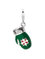 Amore La Vita 3-D Enameled Green Mitten Holiday Charm