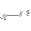 Sterling Silver 925 LIGHTNING BOLT Clear Crystal Spinner Nipple Ring