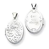 14k White Gold Reversible Love You Always Oval Locket