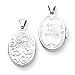 14k White Gold Reversible Love You Always Oval Locket