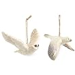 Forest Frolics Velvet Bird Ornaments White Barn Owl and Dove