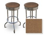 2 Embossed Light Brown Floral Fabric Specialty / Custom Barstools Set