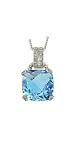 14K White Gold Blue Topaz & Diamond Necklace