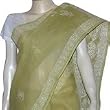 ShalinCraft Indian Saree Cotton Chikan Embroidery Green (ochsari079)