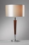 DAR - VIKING TABLE LAMP POLISHED CHROME & DARK WOOD COMES WITH CREAM LINEN SHADE
